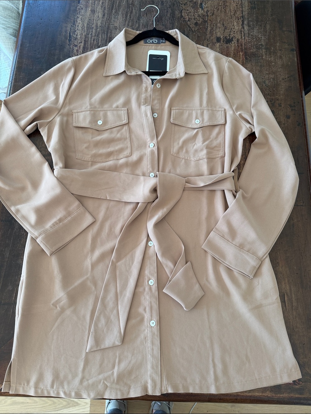 🤎NWT Orb Cameron Belted Dress / Shirt Jacket in Sand Super Cute🤎